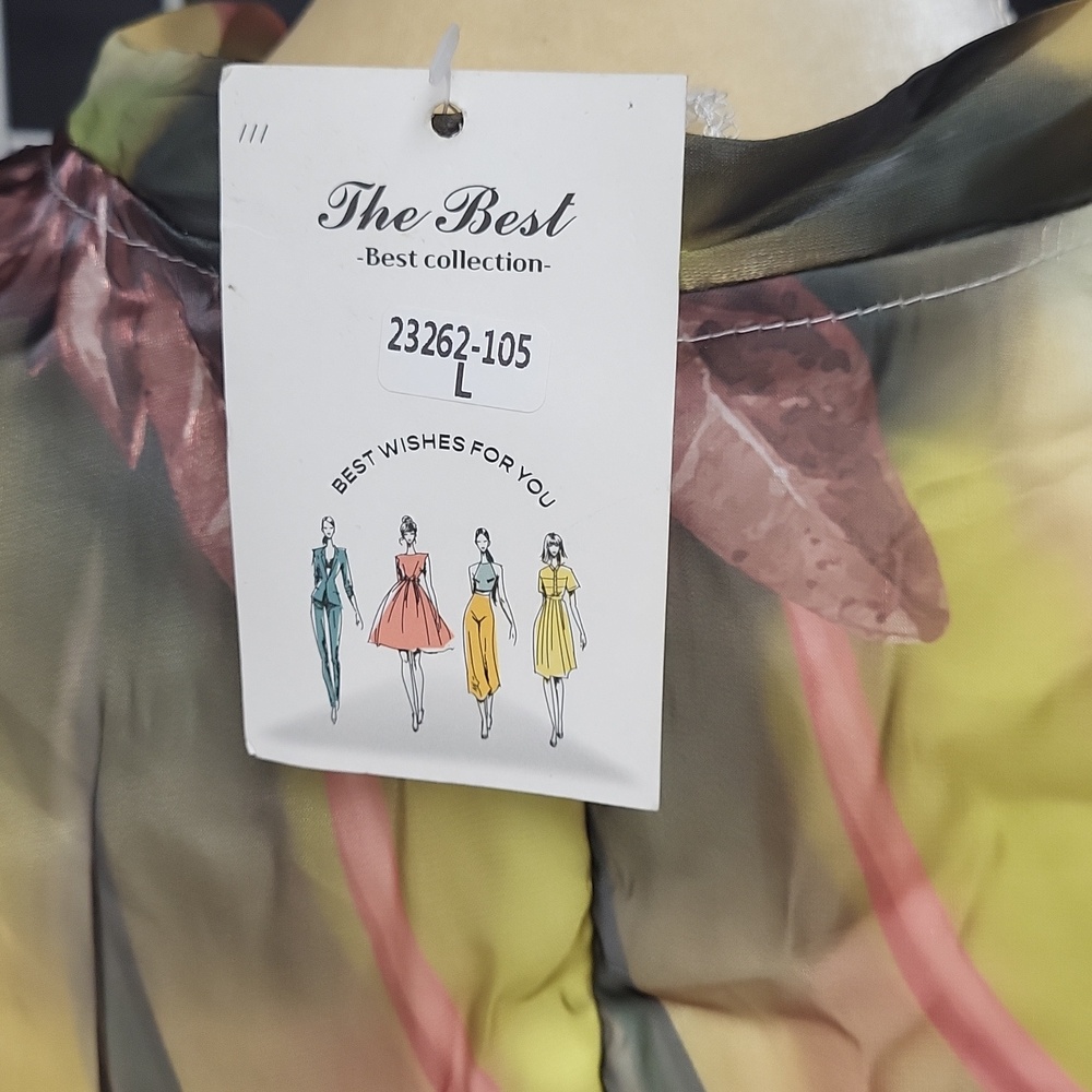 NWT, Vintage-Inspired Floral Tie-Neck Dress in Multi-Color, LARGE - Picture 7 of 11